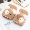 Guantes Cálidos de Otoño e Invierno para Mujer con Cubierta Peluda Plegable, Ositos Lindos Estilo Coreano, Modelos Estudiantiles Forrados de Polar y Engrosados