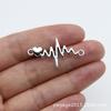 Colgante doble de electrocardiograma de amor de plata antigua DIY transfronterizo de 1,6 g, accesorios de aleación, llavero, pulsera, collar