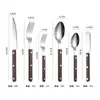 Juego de cubiertos remachados de acero inoxidable 304 con mango de clip, cuchillo y tenedor para bistec, juego de seis piezas de vajilla occidental estilo francés transfronterizo, cuchara y tenedor de postre