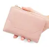 Nueva Cartera Corta para Mujer - Estilo Coreano, Patchwork de Rayas Simples, Botón a Presión, Portatarjetas de Piel Suave, Billetera con Cremallera para Monedas