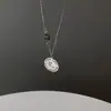 Colar Minimalista de Bola Redonda para Mulheres, Anel Circular Vintage, Corrente de Clavícula Estilosa, Corrente de Suéter Hip-Hop Punk Europeia e Americana de Luxo Leve Tendência