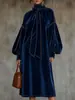 Vestido largo de terciopelo vintage de cuello alto y manga larga con corbata para mujer europea y americana 2026, desarrollado por Anno, sitio independiente de Amazon