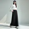 Saia esportiva cinza para mulheres, novo estilo primavera e outono, cintura alta, corte reto, saia evasê com fenda, saia estilo moletom fluida, saia longa