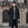 Casaco Masculino para Outono/Inverno, Comprimento Médio, Preenchimento de Lã de Cordeiro, Corta-vento, Gola de Terno, Casual, Espessado, Quente