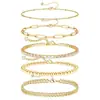 Moda Europea y Americana Transfronteriza Nuevo Estilo Bohemio Tobillera de Cadena Cubana Incrustada con Circonita Accesorios Ajustables para Mujer