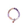 Ametista de estilo artístico com pulseira de design de cristal rosa folha de ouro contas vitrificadas anel único pulseira de pedra de sol atacado