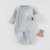Mono para bebé recién nacido, tres capas cálido para otoño e invierno, ropa de algodón puro, mono para bebé recién nacido con cuello diagonal y mangas largas