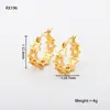 Pendientes de Acero de Titanio Estilo Ins Espigas Flores Hojas Pendientes Pendientes Pendientes de Acero Inoxidable Oro 8K Pendientes de Gama Alta para Mujeres