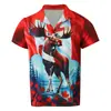 Comércio Exterior Amazon Venda Quente Camisa Masculina com Estampa Digital 3D Dia Nacional Canadense Manga Curta com Bolso Canguru Calças