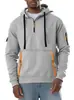 Moletom com Capuz Masculino Outono Inverno Amazon Estilo Novo Europeu Americano Meio Zíper Bloco de Cores Casual Roupa de Trabalho Pulôver Masculino
