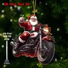 Decorações Acrílicas Planas Transfronteiriças de Carro e Cavalo Decoração de Feriado Enfeites Pendentes Árvore de Natal 2D Papai Noel Decorações Pendentes
