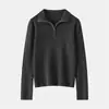 Suéter Nuevo de Lana 100% para Mujer Otoño e Invierno, Jersey de Cuello Solapa, Corte Holgado, Suéter de Moda Versátil Semi-Alto, Tejido Adelgazante