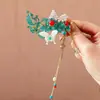 Horquilla de Perla con Patrón de Nube Azul Quemado Estilo Antiguo, Pasador de Pelo de Gama Alta Estilo Chino Nuevo, Accesorio para el Cabello, Horquilla