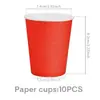 En Stock Rojo Temático Platos de Papel Desechables Fiesta de Cumpleaños Vasos de Papel Mantel Mantelería Desechable Juego de Decoración
