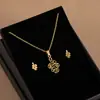Set de Collares de Acero Inoxidable Hueco con Forma de Corazón de Venta Caliente Transfronteriza para Mujeres, Diseño de Nicho Cadena para Clavícula con Colgante Dorado Venta al por Mayor