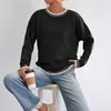 Suéter para Mujer de Comercio Exterior Cuello Redondo Otoño e Invierno 2025 Nuevo Empalme de Color Contrastante Suéter Casual Holgado Top para Mujer