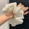 Scrunchie de Encaje Cuadros Azules Estilo Coreano Super Hada para Mujeres Sensación de Alta Gama Moño Estilo Perezoso Accesorio para el Cabello Extra Grande Goma para el Cabello