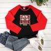 Cross-border Natal Raglan manga comprida novo três Papai Noel unidade impressão início do outono contraste cor top wish
