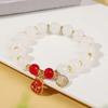 Pulsera de cuentas de jade blanco antiestilo chino nuevo Pulsera colgante retro de lujo ligero para mujer que combina con todo ins estilo antiguo moda nacional pulsera