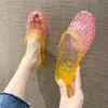 Sandálias Casuais Femininas para Adultos Meio Chinelos PVC Bico Fechado Sandálias Femininas Planas Degradê Vazadas Verão Atacado