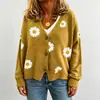 Dunhuang.com cárdigan de punto de nuevo estilo para mujer en lotes pequeños con botones de un solo pecho y bordado de crisantemos, suéter para mujer