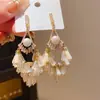 Pendientes de Borla de Cristal, Perla de Imitación y Circonita Estilo Retro Aguja de Plata Lujo Accesible Pendientes Nicho de Gama Alta para Mujer