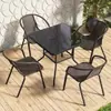 Juego de mesa y sillas de exterior para balcón, jardín pequeño, juego moderno de mesa y sillas de hierro forjado, mesa de centro pequeña para patio exterior