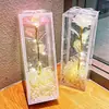 Flor Eterna Dorada Brillante Ramo de Rosas Artificiales Puesto Callejero del Parque del Mercado Nocturno Venta al por Mayor Día de San Valentín Chino Recuerdo Creativo