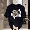 Camiseta de manga corta para hombre y mujer Verano Trendy Lindo Gato Estampado Ropa Holgada Americana Simple Manga Media Sin Género para Hombre y Mujer