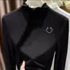 Camiseta de manga larga de terciopelo alemán con cuello alto y ribete de oreja de madera para niñas 2026 Otoño/Invierno prenda interior capa base top cálido cepillado
