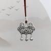 Collar de borla de peonía hueca de plata pura 99 para mujer, colgante de candado ajustable de larga duración, estilo retro, cadena de clavícula, joyería