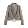 Moda Feminina Europeia e Americana Transfronteiriça Aliexpress Venda Quente Blazer Elegante de Corte Justo com Detalhes de Aba e Fivela