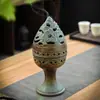Quemador de incienso con trípode de cerámica antigua china, placa de piedra Taihu, adornos artesanales para estudio, sala de estar, Zen, venta al por mayor