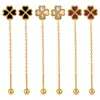 Nuevos Pendientes Coreanos de Nicho Combinación de Cuatro Corazones Trébol de Cuatro Hojas Estilo Ins Moda Elegantes Versátiles Pendientes de Acero de Titanio