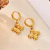 Brincos de Aço Inoxidável Estilo Novo Transfronteiriços Europeus e Americanos para Mulheres, Modernos e Simples, Brincos Redondos com Pingente de Carpa Banhados a Ouro 18K Joias