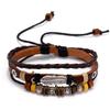 Novo bracelete europeu e americano de couro de vaca com miçangas, bracelete de pena, joias estudantis, bracelete retrô de couro trançado, atacado de braceletes