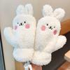 Guantes de peluche de dibujos animados para niños y niñas, nuevos guantes de invierno con forro polar, cálidos y antiosos, con cuerda para los dedos.
