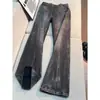 Calça jeans masculina com estampa de raios, novo estilo moderno, versátil, estilo americano high street, design cool e estiloso, calça longa casual slim fit retrô