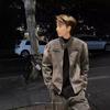 Chaqueta Corta de Mezclilla Retro Americana para Hombre, Marca de Tendencia Otoñal, Elegante Chaqueta Biker de Gama Alta con Sentido del Diseño