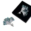Broche Folha de Ginkgo e Gipsofila Tesouro Azul Verde Zhizhen 8-9mm Pérola de Água Doce Broche Exquisito com Belo Significado