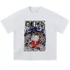 Camiseta de Manga Corta Estampada de Marca de Moda Retro Tie-dye Lavada de Peso Pesado Holgada Unisex Versátil de Dos Dimensiones Manga Corta Manga Larga