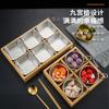 Mesa para Restaurante de Hot Pot de Nueve Compartimentos Vajilla Bandeja de Madera para Desayuno Verduras Cocina Japonesa Plato de Guarnición Plato para Barbacoa