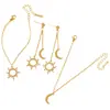 Pendientes Asimétricos de Sol y Luna de Lujo Ligero Transfronterizos Europeos y Americanos para Mujer, Accesorios para Orejas con Borlas, Pulsera Simple y de Alta Gama de Sol y Luna
