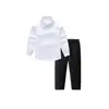 Conjunto de Roupa de Performance Infantil, Camisa Branca de Manga Longa para Menino, Uniforme Escolar de Cor Pura, Roupa de Performance Versátil para Crianças e Pré-Adolescentes