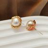 Aretes de Perlas con Aguja de Plata S925, Diseño Delicado de Capullo de Flor Francés, Temperamento de Corea del Sur, Estilo ins, Nueva Joyería para la Oreja 7591