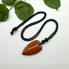 Collar Colgante de Cuerda con Forma de Gota de Agua Corazón de Cristal de Piedra Natural 40*22mm Joyería de Moda Europea y Americana Artículos Transfronterizos