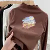 Camiseta Térmica Escovada de Manga Longa com Babados e Gola Meio Alta, Novo Estilo Outono/Inverno 2026 para Bebês Meninas