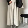 Fotos reales de la nueva colección otoño 2026: Pantalones casuales de mujer Dongdaemun coreanos, texturizados, largo 8/10, pierna ancha, corte recto