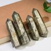 Adornos de pirita natural de seis prismas, piedra original pulida, pilar de cristal de una sola punta, decoración para el hogar, la sala de estar, la oficina y el escritorio.