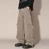NASA SOBRE Calças de trabalho estilo americano para homens, novas para primavera e outono, casuais, com bolsos grandes, folgadas, de perna larga, calças esportivas